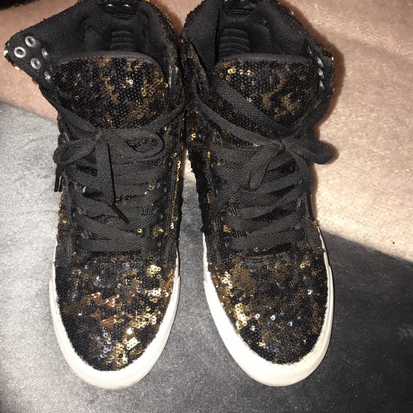 Supra black and gold sequin high tops - Picture 3 of 8